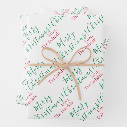 Gepersonaliseerde Kerstmis Traditionele Rood Groen Inpakpapier Vel (In situ)