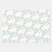 Gepersonaliseerde Kerstmis Traditionele Rood Groen Inpakpapier Vel (Voorkant)