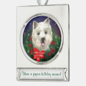 Gepersonaliseerde kerstmis Westie Verzilverd Banner Ornament (Links)