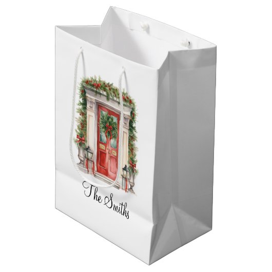 Gepersonaliseerde Kerstmisdecoraties Huis Aangepas Medium Cadeauzakje (Voorkant Gekanteld)