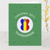 Gepersonaliseerde Kerstmisvlag Roemeense engel Kaart (Gele Bloem)