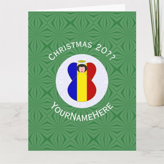 Gepersonaliseerde Kerstmisvlag Roemeense engel Kaart (Voorkant)