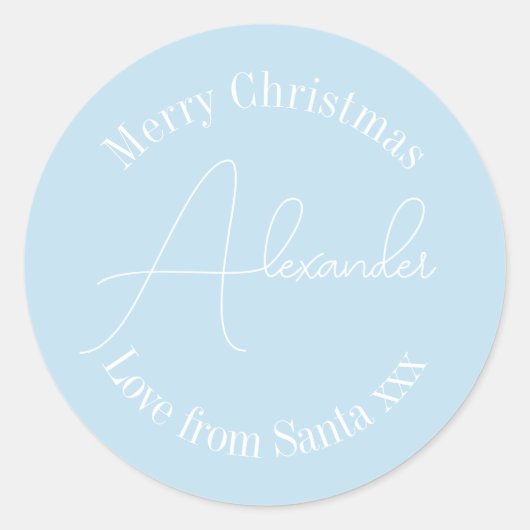 Gepersonaliseerde Kerstnaam Gift Label Sky Blue (Voorkant)