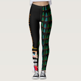 Gepersonaliseerde kerstnotenkraker in het bos leggings