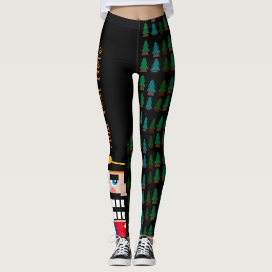 Gepersonaliseerde kerstnotenkraker in het bos leggings (Voorkant)