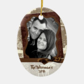 Gepersonaliseerde kerstomroep deer PHOTO-versierin Keramisch Ornament (Voorkant)