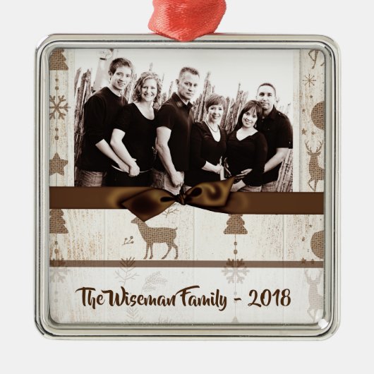 Gepersonaliseerde kerstomroep deer PHOTO-versierin Metalen Ornament (Voorkant)