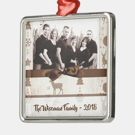 Gepersonaliseerde kerstomroep deer PHOTO-versierin Metalen Ornament (Links)