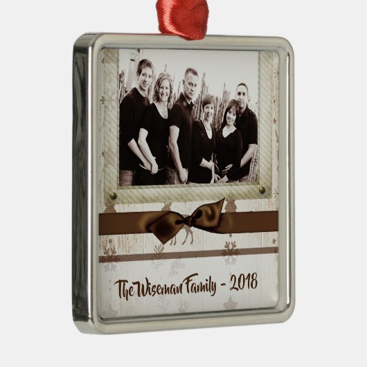 Gepersonaliseerde kerstomroep deer PHOTO-versierin Metalen Ornament (Rechts)