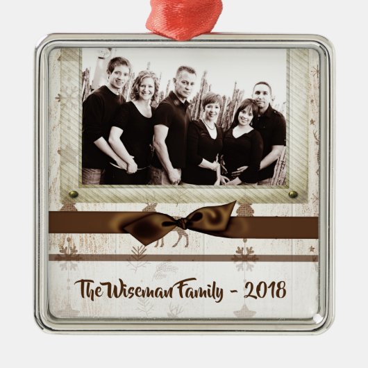 Gepersonaliseerde kerstomroep deer PHOTO-versierin Metalen Ornament (Voorkant)