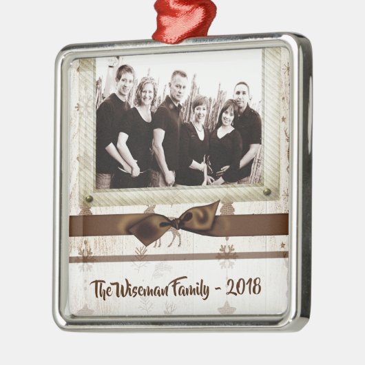 Gepersonaliseerde kerstomroep deer PHOTO-versierin Metalen Ornament (Links)