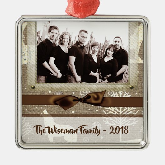 Gepersonaliseerde kerstomroep deer PHOTO-versierin Metalen Ornament (Voorkant)