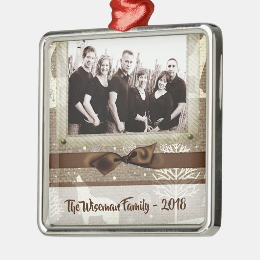 Gepersonaliseerde kerstomroep deer PHOTO-versierin Metalen Ornament (Links)