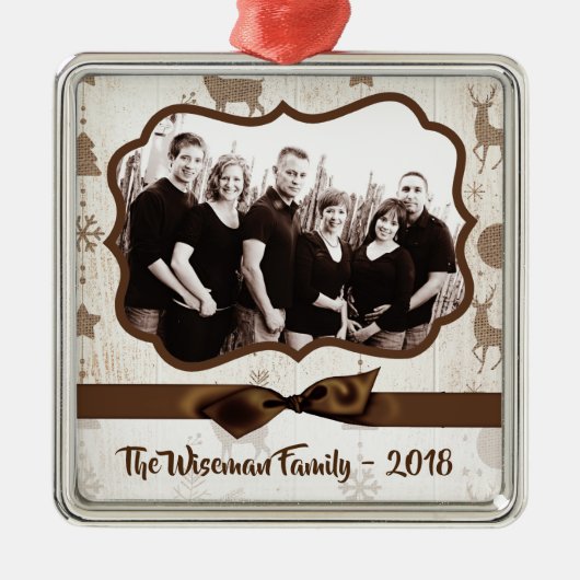 Gepersonaliseerde kerstomroep deer PHOTO-versierin Metalen Ornament (Voorkant)