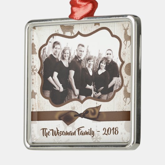 Gepersonaliseerde kerstomroep deer PHOTO-versierin Metalen Ornament (Links)