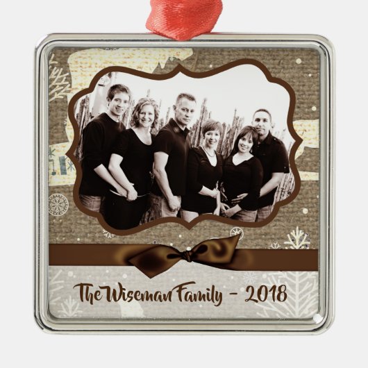 Gepersonaliseerde kerstomroep deer PHOTO-versierin Metalen Ornament (Voorkant)