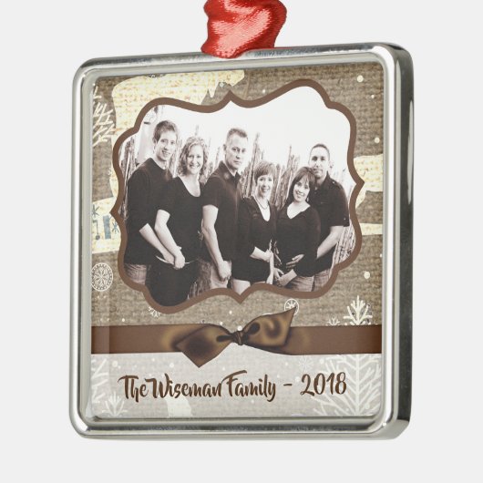 Gepersonaliseerde kerstomroep deer PHOTO-versierin Metalen Ornament (Links)