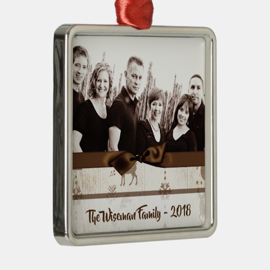 Gepersonaliseerde kerstomroep deer PHOTO-versierin Metalen Ornament (Rechts)