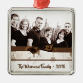 Gepersonaliseerde kerstomroep deer PHOTO-versierin Metalen Ornament (Voorkant)