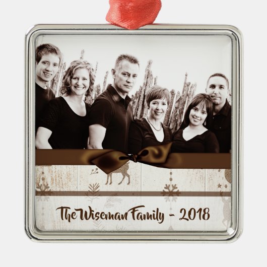 Gepersonaliseerde kerstomroep deer PHOTO-versierin Metalen Ornament (Voorkant)