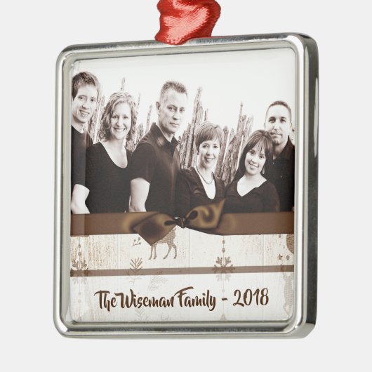 Gepersonaliseerde kerstomroep deer PHOTO-versierin Metalen Ornament (Links)