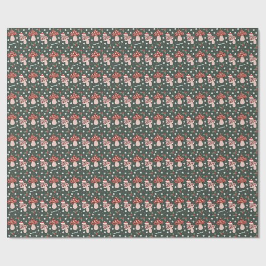 Gepersonaliseerde kerstpaddenstoelen cadeaupapier (Vlak)