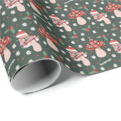 Gepersonaliseerde kerstpaddenstoelen cadeaupapier (Rol Hoek)