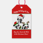 Gepersonaliseerde kerstpanda's cadeaulabel (Voorkant)