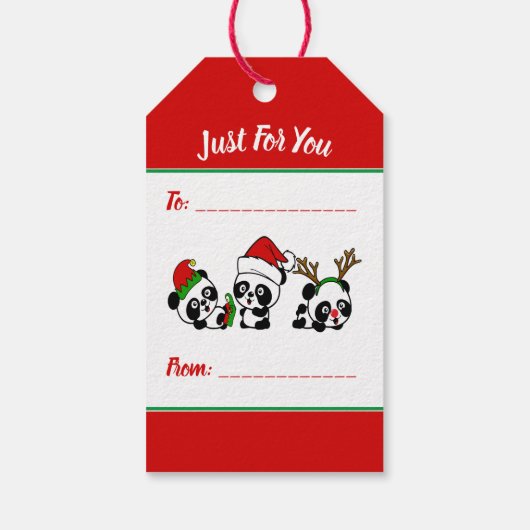 Gepersonaliseerde kerstpanda's cadeaulabel (Achterkant)