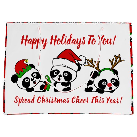Gepersonaliseerde kerstpanda's groot cadeauzakje (Voorkant)
