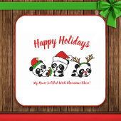 Gepersonaliseerde kerstpanda's kartonnen onderzetters