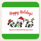Gepersonaliseerde kerstpanda's kartonnen onderzetters (Voorkant)