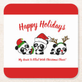 Gepersonaliseerde kerstpanda's kartonnen onderzetters (Voorkant)