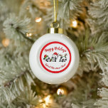Gepersonaliseerde kerstpanda's keramische bal ornament<br><div class="desc">Dit gepersonaliseerde kerstpanda's ontwerp zal u vullen met feestvreugde. Je kunt alle tekst personaliseren om iets anders te zeggen als je wilt,  of je kunt het houden alsof je het origineel bewondert. Prettige feestdagen NL!</div>