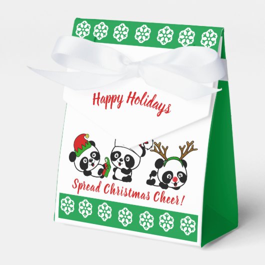 Gepersonaliseerde Kerstpanda's Kerstmis Bedankdoosjes (Voorkant Zijde)