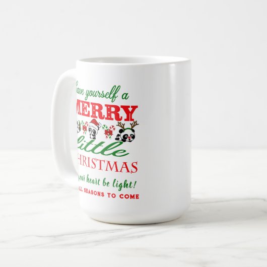 Gepersonaliseerde kerstpanda's koffiemok (Voorkant links)