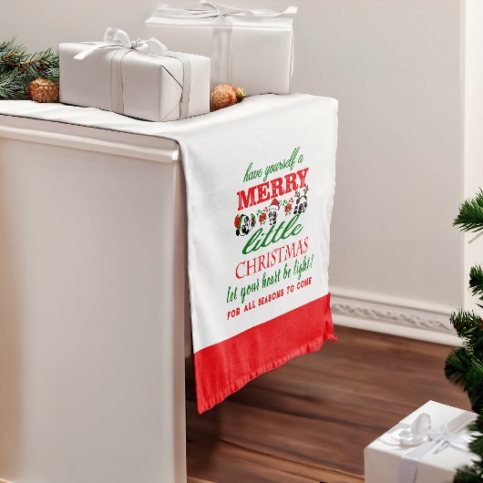 Gepersonaliseerde kerstpanda's medium tafelloper