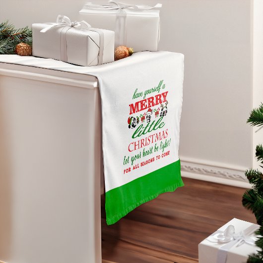 Gepersonaliseerde kerstpanda's medium tafelloper