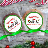 Gepersonaliseerde kerstpanda's ronde sticker
