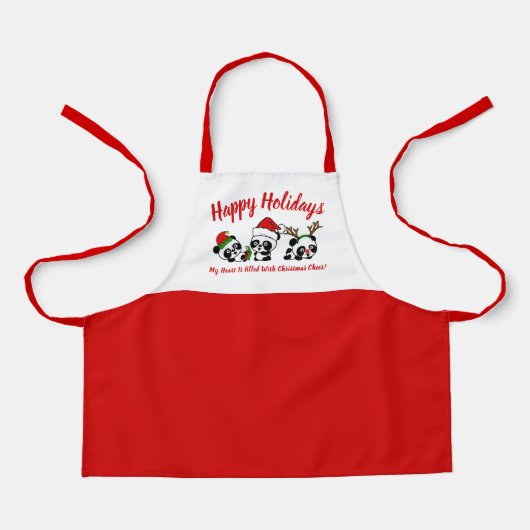 Gepersonaliseerde kerstpanda's schort (Voorkant)
