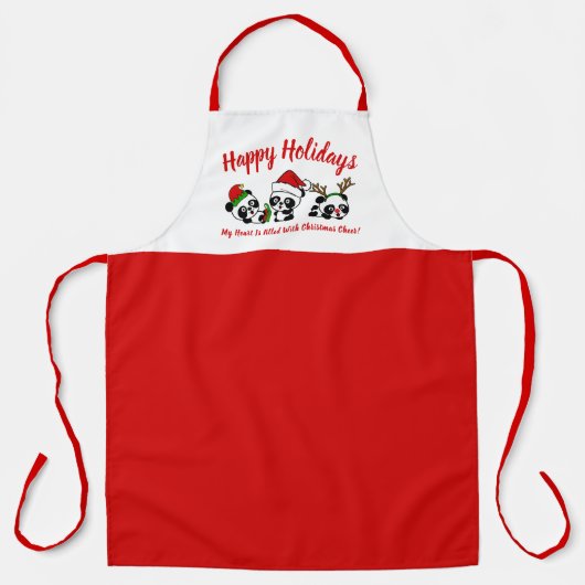 Gepersonaliseerde kerstpanda's schort (Voorkant)