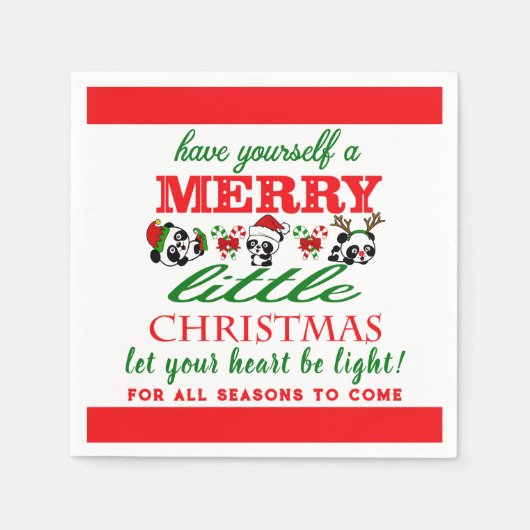 Gepersonaliseerde kerstpanda's servet (Voorkant)