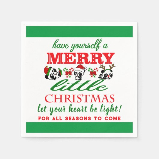 Gepersonaliseerde kerstpanda's servet (Voorkant)