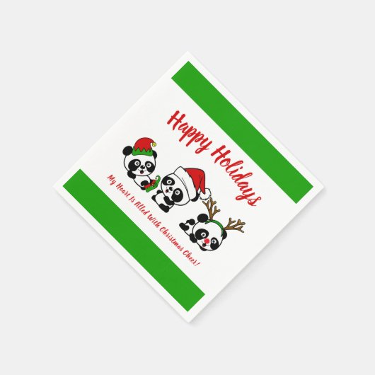 Gepersonaliseerde kerstpanda's servet (Hoek)