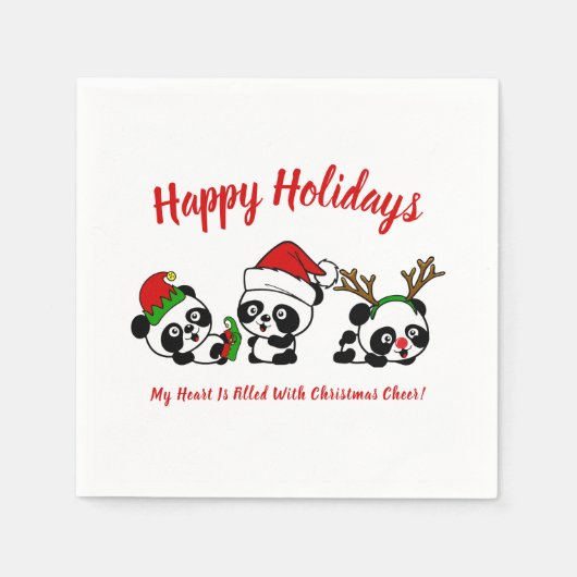 Gepersonaliseerde kerstpanda's servet (Voorkant)