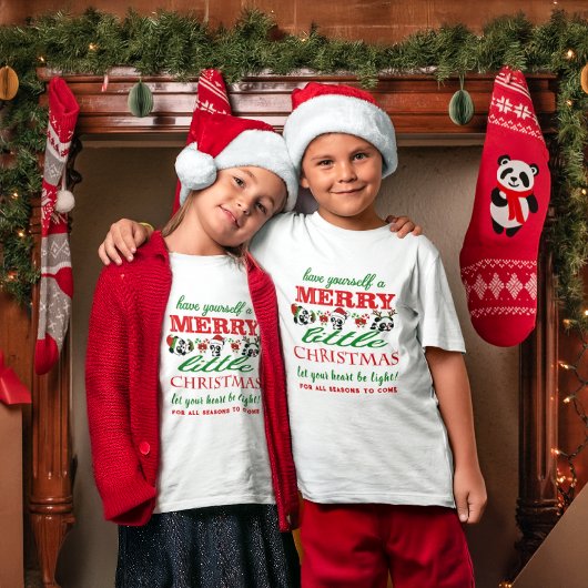 Gepersonaliseerde kerstpanda's t-shirt