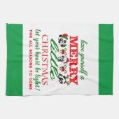 Gepersonaliseerde kerstpanda's theedoek (Horizontaal)