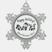 Gepersonaliseerde kerstpanda's tin sneeuwvlok ornament (Voorkant)