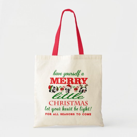 Gepersonaliseerde kerstpanda's tote bag (Voorkant)