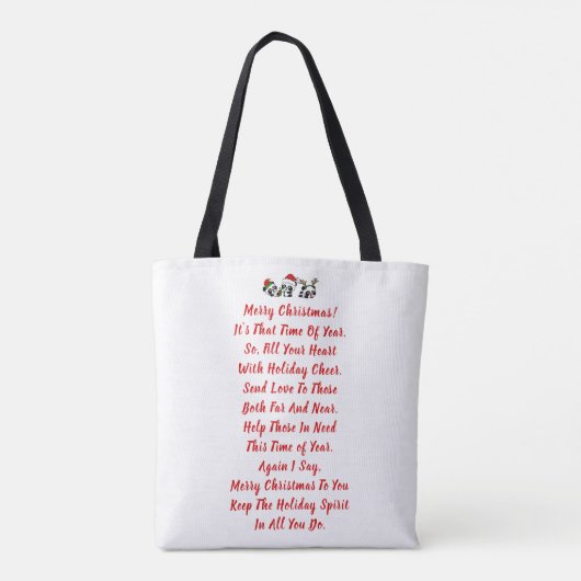 Gepersonaliseerde kerstpanda's tote bag (Achterkant)